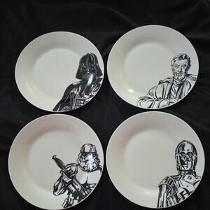 Zak! Designs Star Wars 4 Plate Set Darth Vader Obi-Wan Stormtrooper C-3PO